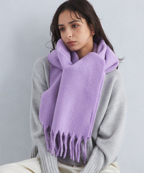 green label relaxing（グリーンレーベルリラクシング）の「バルキーマフラー（マフラー・レディース・ライトグレー/グレー/オフホワイト/パープル/ロイヤルブルー/ピンク・FREE）」の5枚目の写真