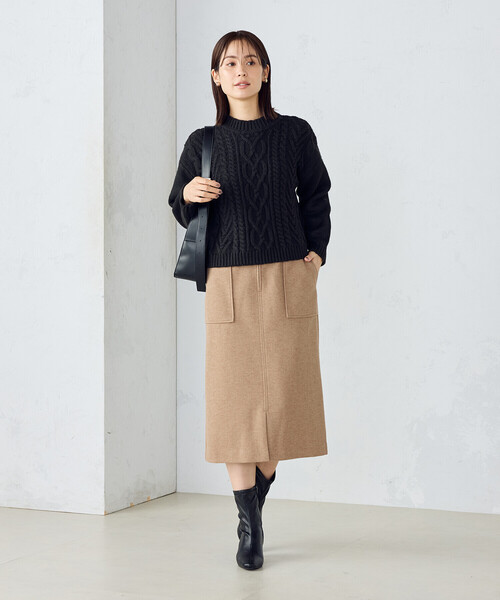 COMME CA MODELS（コムサモデルズ）の「フラノ調ジャージー　タイトスカート（スカート・レディース・グレー/ブラック/キャメル・X-SMALL/SMALL/MEDIUM/LARGE/X-LARGE）」の4枚目の写真