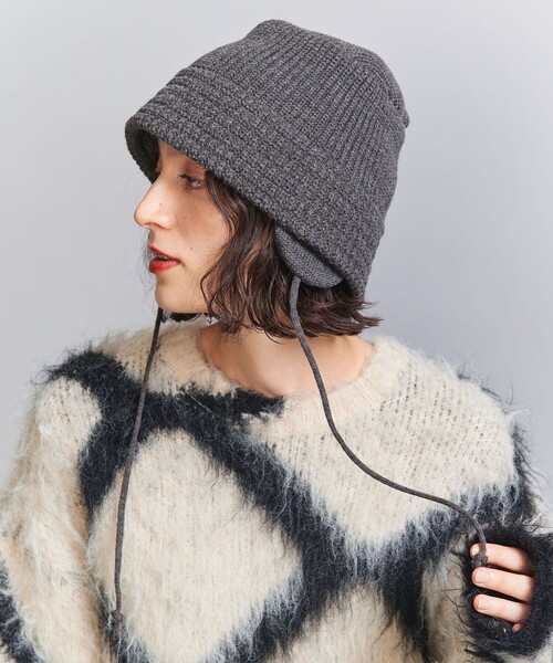 RACAL（ラカル）の「＜RACAL＞イヤー ニット バケットハット（ハット・レディース・オレンジ/ダークグレー・FREE）」の2枚目の写真