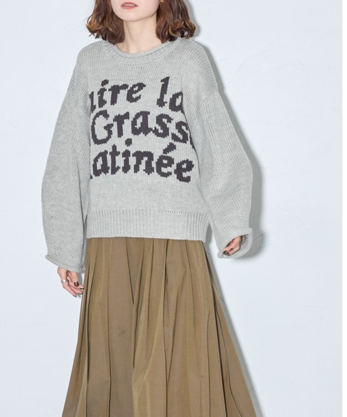 新品未使用●JUN&ROPE ロゴジャガード　ニット グレーベージュ　L　完売品 セール】ジャガードロゴニット（ニット/セーター）｜leimn（レイムン