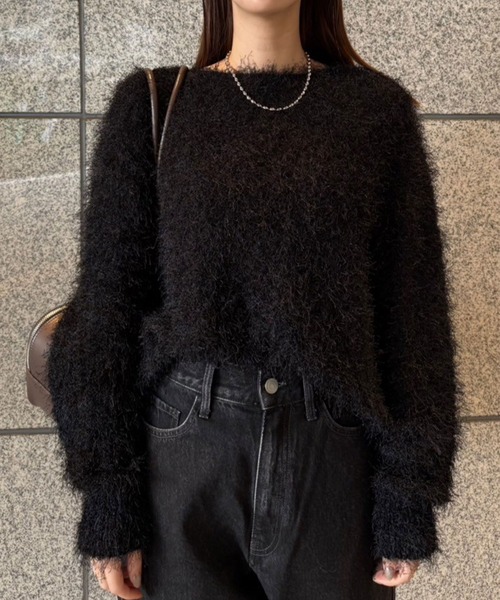 ELENDEEK（エレンディーク）の「シャギーヤーンニット（ニット/セーター・レディース・グレー/ブラック/ブルー・01/02）」の9枚目の写真