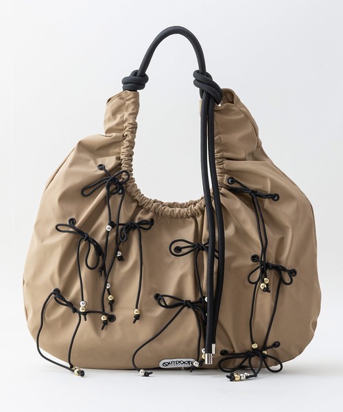 OUTDOOR PRODUCTS（アウトドアプロダクツ）の「OUTDOOR PRODUCTS/アウトドアプロダクツ　コードリボン2WAYハンドバッグ（ハンドバッグ・レディース・アイボリー/ブラック/ベージュ・ONE SIZE）」の2枚目の写真