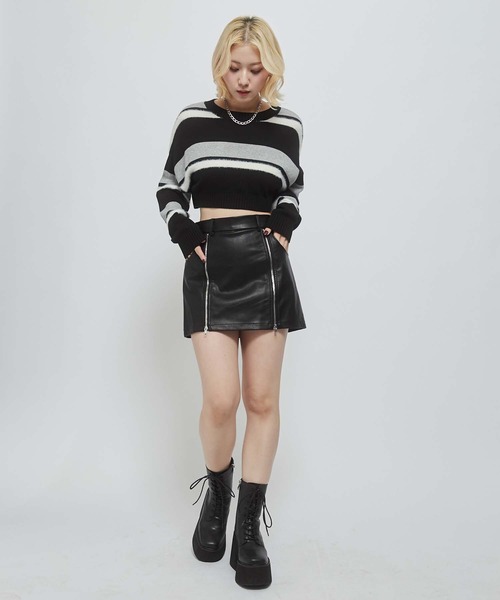 ENVYM(アンビー)の「ダブルファスナーレザースカート(スカート・レディース・アイボリー/ブラック・FREE)」の16枚目の写真