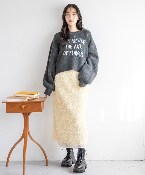 LOWRYS FARM（ローリーズファーム）の「フェザーレイヤードスカート　247902（スカート・レディース・アイボリー/グレー/ブラック・FREE）」の20枚目の写真