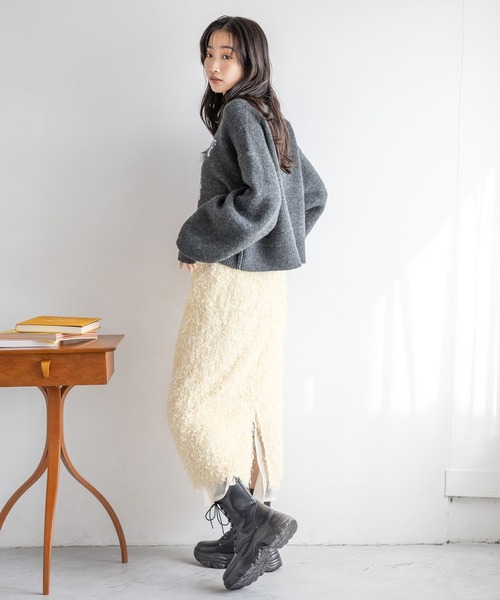 LOWRYS FARM（ローリーズファーム）の「フェザーレイヤードスカート　247902（スカート・レディース・アイボリー/グレー/ブラック・FREE）」の18枚目の写真