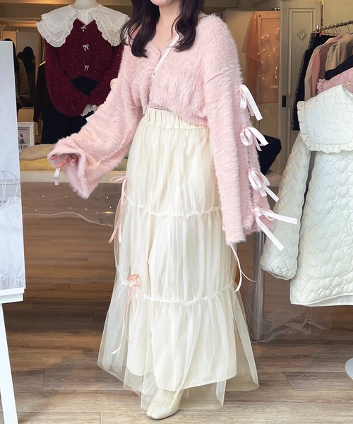 apres jour（アプレジュール）の「チュールリボンスカート【ZOZOTOWN限定アイテム】（スカート・レディース・ブラック/サックスブルー/アイボリー/ピンクベージュ・X-LARGE/フリー）」の12枚目の写真