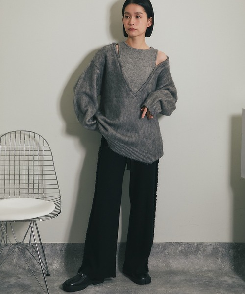 ANOTHER S（アナザーエス）の「サイドフリンジラインニットパンツ（その他パンツ・レディース・グレー/ブラック・FREE）」の16枚目の写真