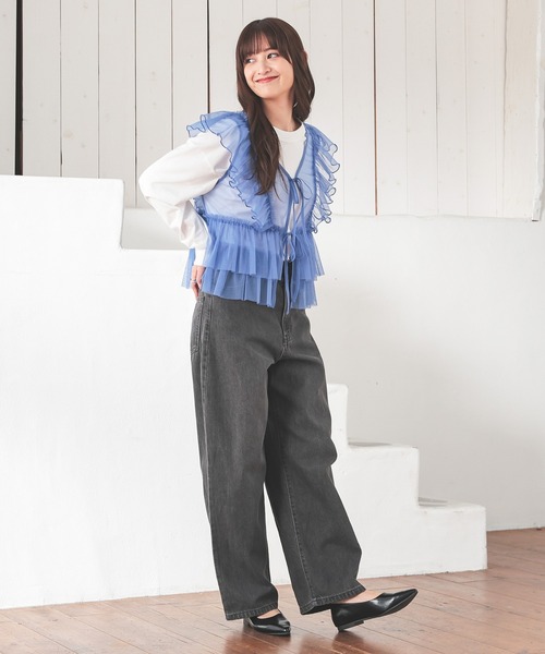 Honeys（ハニーズ）の「デニムカーブパンツ（デニムパンツ・レディース・ブルー系その他/ブルー系その他2/グレー/ダルブルー系/インディゴブルー・L/LL/M/S/SS）」の11枚目の写真