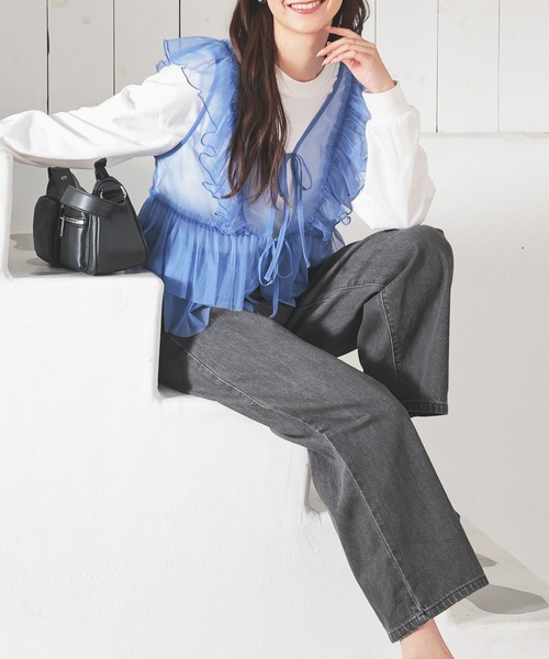 Honeys（ハニーズ）の「デニムカーブパンツ（デニムパンツ・レディース・ブルー系その他/ブルー系その他2/グレー/ダルブルー系/インディゴブルー・L/LL/M/S/SS）」の14枚目の写真