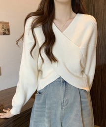 カシュクール風 クロスニット プルオーバー