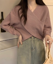 カシュクール風 クロスニット プルオーバー