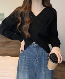 カシュクール風 クロスニット プルオーバー