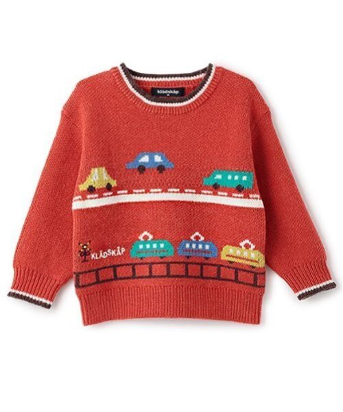 kladskap（クレードスコープ）の「乗り物ニットプルオーバー（ニット/セーター・キッズ・トップグレー/レッド・120cm/110cm/90cm/100cm）」の4枚目の写真