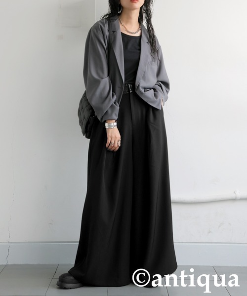 antiqua(アンティカ)の「ワイドパンツ(その他パンツ・レディース・グレー/ブラック・MEDIUM/LARGE)」の2枚目の写真