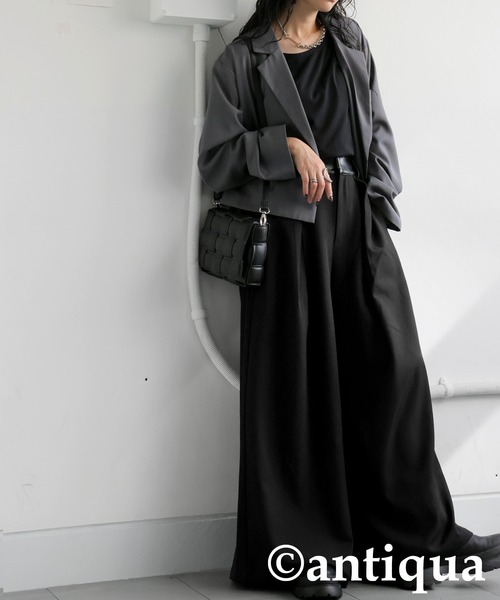 antiqua(アンティカ)の「ワイドパンツ(その他パンツ・レディース・グレー/ブラック・MEDIUM/LARGE)」の4枚目の写真