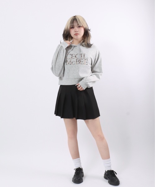 CECIL McBEE（セシルマクビー）の「CECIL McBEE（セシルマクビー）レオパードロゴ プルオーバーパーカー レディース/ダンボールニット/豹柄（パーカー・レディース・ブラック/グレー・L/M）」の8枚目の写真