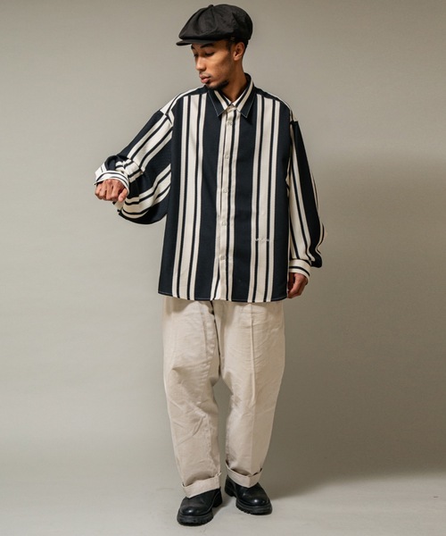 APPLEBUM(アップルバム)の「Wooly Twill Stripe Oversize L/S Shirt(シャツ/ブラウス・メンズ・ブラウン/アイボリー・X-LARGE/LARGE/MEDIUM)」の5枚目の写真