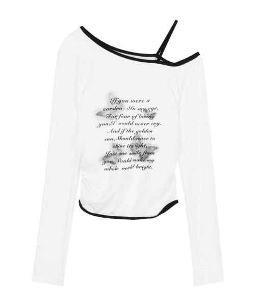 lilful（リルフル）の「サイドシャーリング バタフライぼかしプリント オフショルロンT（Tシャツ/カットソー・レディース・ホワイト・M/S/L）」の4枚目の写真