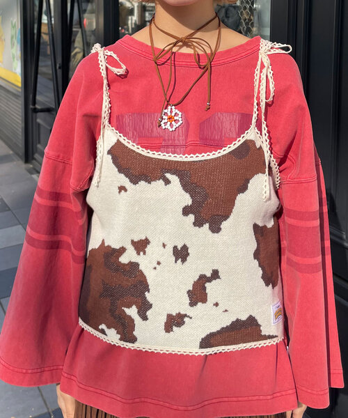 HELLO.SANFRANCISCO(ハローサンフランシスコ)の「【HELLO.SANFRANCISCO/ハローサンフランシスコ】COW柄キャミ(キャミソール・レディース・アイボリー・ONE SIZE)」の5枚目の写真