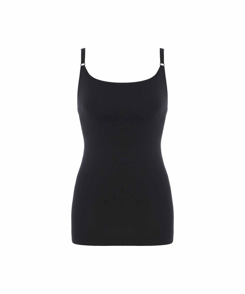 S64:新品❣️リボン キャミソール 単品 ブラック サイズ44 カップ付きキャミ】コンフォートストレッチブラトップ AMST1497