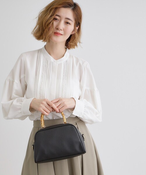 grove（グローブ）の「【雑誌掲載】バンブーハンドル2WAYボストン（ボストンバッグ・レディース・アイボリー/ブラック/ナチュラル・00）」の7枚目の写真