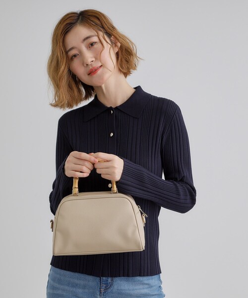 grove（グローブ）の「【雑誌掲載】バンブーハンドル2WAYボストン（ボストンバッグ・レディース・アイボリー/ブラック/ナチュラル・00）」の10枚目の写真