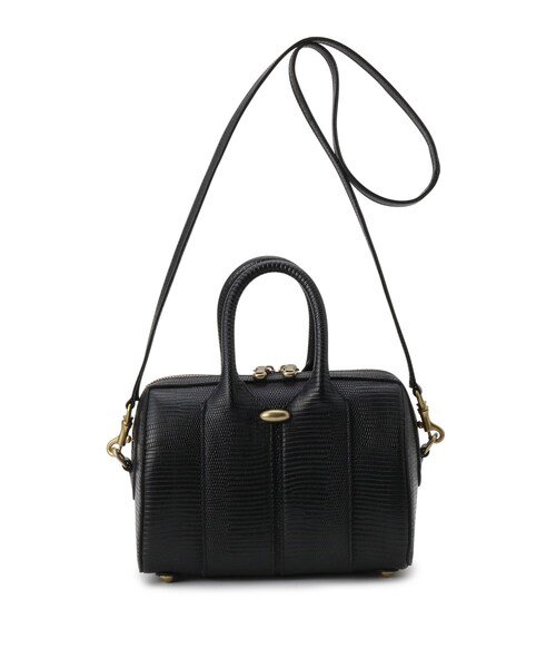 美品✨ トフアンドロードストーン ハイエンドリザードボストン　ハンドバッグ 黒 ハイエンドリザードボストン（ハンドバッグ）｜TOFF&LOADSTONE