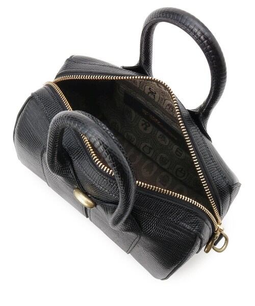 美品✨ トフアンドロードストーン ハイエンドリザードボストン　ハンドバッグ 黒 ハイエンドリザードボストン（ハンドバッグ）｜TOFF&LOADSTONE（トフ