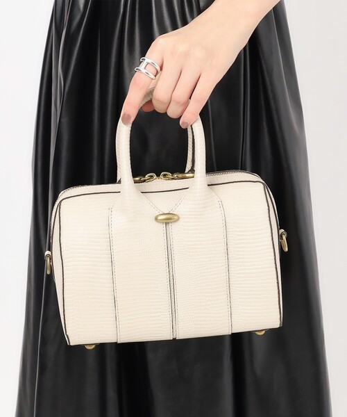 美品✨ トフアンドロードストーン ハイエンドリザードボストン　ハンドバッグ 黒 ハイエンドリザードボストン（ハンドバッグ）｜TOFF&LOADSTONE（トフ