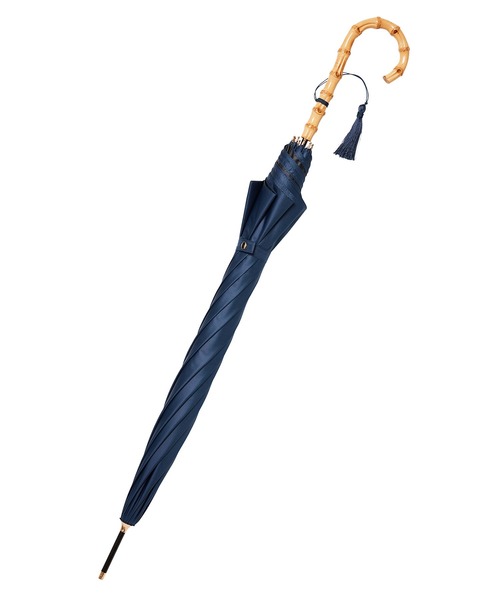 Waterfront（ウォーターフロント）の「サンシェイドロング竹手元 55cm　日傘　雨傘　兼用（長傘・レディース・ホワイト/ブラック/ブルー/グリーン/ダークネイビー・FREE）」の5枚目の写真