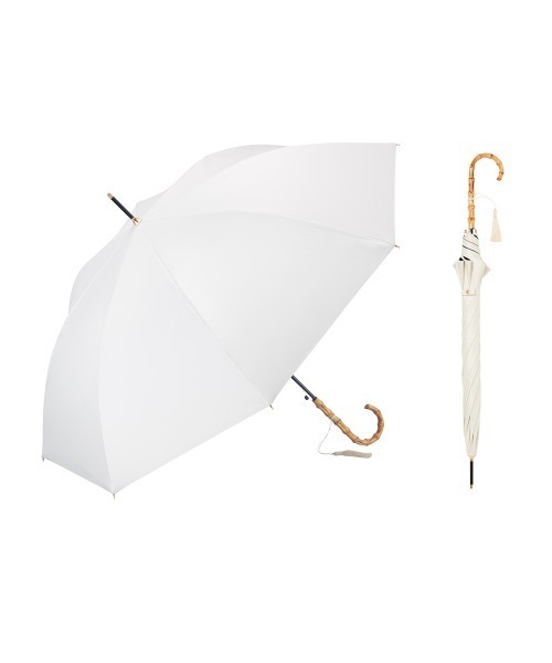Waterfront（ウォーターフロント）の「サンシェイドロング竹手元 55cm　日傘　雨傘　兼用（長傘・レディース・ホワイト/ブラック/ブルー/グリーン/ダークネイビー・FREE）」の6枚目の写真