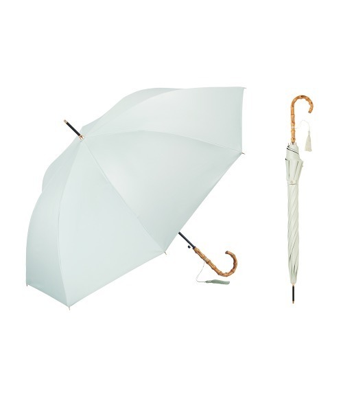 Waterfront（ウォーターフロント）の「サンシェイドロング竹手元 55cm　日傘　雨傘　兼用（長傘・レディース・ホワイト/ブラック/ブルー/グリーン/ダークネイビー・FREE）」の7枚目の写真