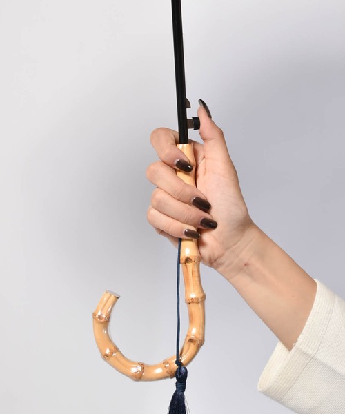 サンシェイドロング竹手元 55cm 日傘 雨傘 兼用（長傘