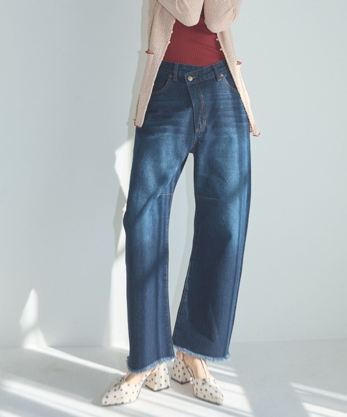 Lil Ambition（リルアンビション）の「フリンジカーヴィーワイドデニム（デニムパンツ・レディース・インディゴブルー/ブラック/ホワイト/ライトブルー・M/S）」の12枚目の写真