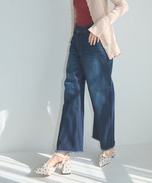 Lil Ambition（リルアンビション）の「フリンジカーヴィーワイドデニム（デニムパンツ・レディース・インディゴブルー/ブラック/ホワイト/ライトブルー・M/S）」の13枚目の写真