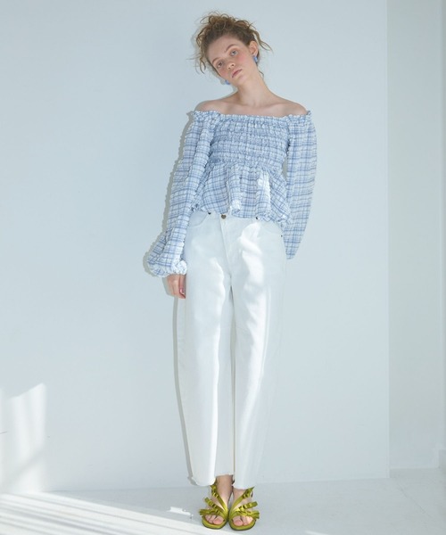 Lil Ambition（リルアンビション）の「フリンジカーヴィーワイドデニム（デニムパンツ・レディース・インディゴブルー/ブラック/ホワイト/ライトブルー・M/S）」の17枚目の写真