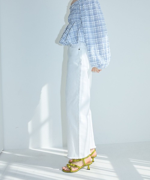 Lil Ambition（リルアンビション）の「フリンジカーヴィーワイドデニム（デニムパンツ・レディース・インディゴブルー/ブラック/ホワイト/ライトブルー・M/S）」の21枚目の写真