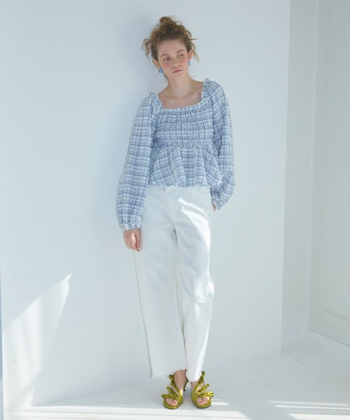 Lil Ambition（リルアンビション）の「フリンジカーヴィーワイドデニム（デニムパンツ・レディース・インディゴブルー/ブラック/ホワイト/ライトブルー・M/S）」の18枚目の写真