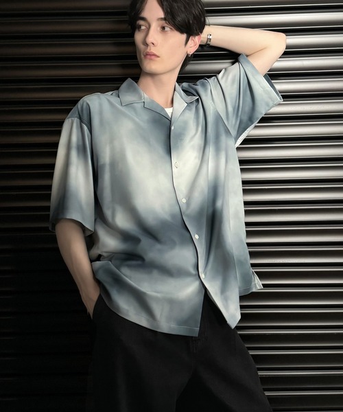 Classical Origin（クラシカルオリジン）の「【Classical Origin】「個性全開。」総柄オーバーサイズドレープ半袖シャツ/Oversized Drape Half Sleeve Shirt（シャツ/ブラウス・メンズ・ブラック/グレー/ブラウン・LARGE/MEDIUM/SMALL）」の6枚目の写真
