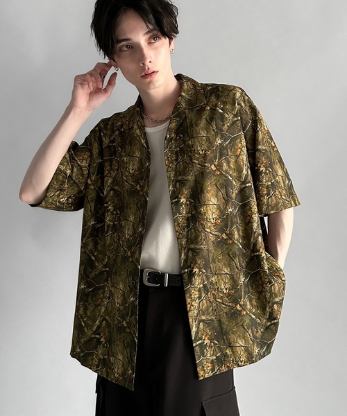Classical Origin（クラシカルオリジン）の「【Classical Origin】「個性全開。」総柄オーバーサイズドレープ半袖シャツ/Oversized Drape Half Sleeve Shirt（シャツ/ブラウス・メンズ・ブラック/グレー/ブラウン・LARGE/MEDIUM/SMALL）」の9枚目の写真