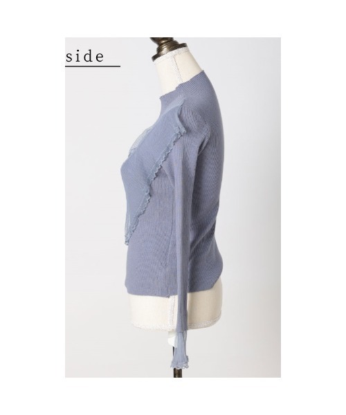 Sawa a la mode(サワアラモード)の「チュールレースニットカットソー(ニット/セーター・レディース・ブラック/ブルー・FREE)」の5枚目の写真