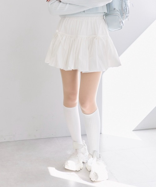 OLIVE des OLIVE（オリーブデオリーブ）の「バルーンリボンミニスカート（スカート・レディース・オフホワイト・FREE）」の4枚目の写真