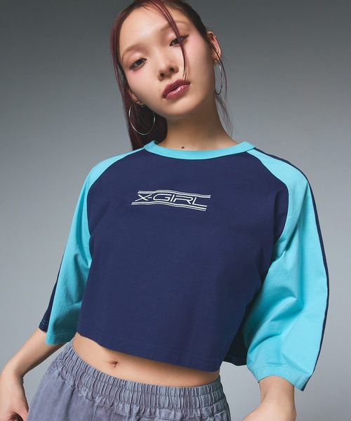 エックスガール X-girl バタフライシルエットロゴ ショート