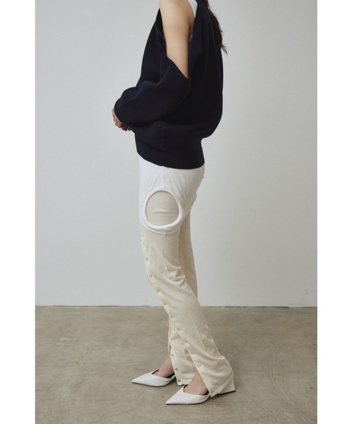 Abor(アボア)の「【Abor】Knitted Leggings Pants/ニットレギンスパンツ(レギンス/スパッツ・レディース・アイボリー/ダークグレー・FREE)」の9枚目の写真
