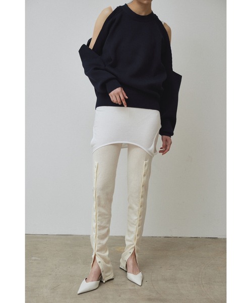 Abor(アボア)の「【Abor】Knitted Leggings Pants/ニットレギンスパンツ(レギンス/スパッツ・レディース・アイボリー/ダークグレー・FREE)」の10枚目の写真