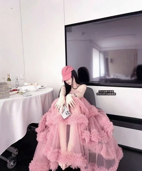 gossip！ロサンゼルス（ゴシップロサンゼルス）の「Y2Kチュールスカート 不規則なレイヤーラッフル レースティアードスカート ヴィンテージ風 カジュアル＆デイリー（スカート・レディース・ブラック/ピンク/ホワイト・FREE）」の3枚目の写真