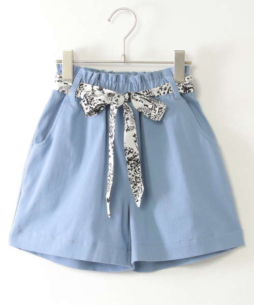 ikka(イッカ)の「スカーフベルト付きストレッチキュロット(120~160cm)(その他パンツ・キッズ・ブルー/ダークグレー/ベージュ・120/130/140/150/160)」の1枚目の写真