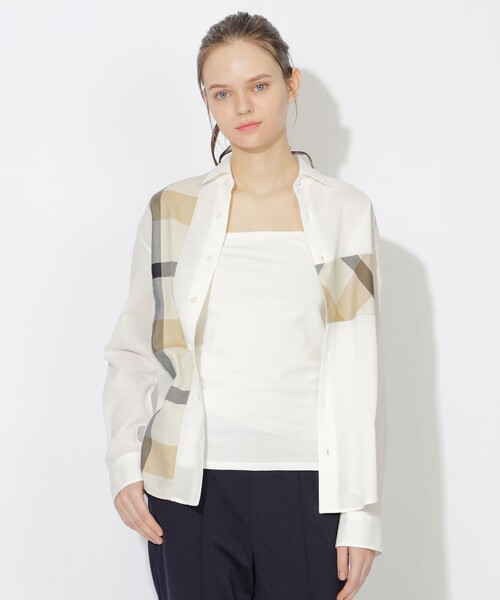 CB CRESTBRIDGE(シービークレストブリッジ)の「エアークロスパーシャルチェックシャツ(シャツ/ブラウス・メンズ・ブラック/オフホワイト・1/2/3)」の3枚目の写真