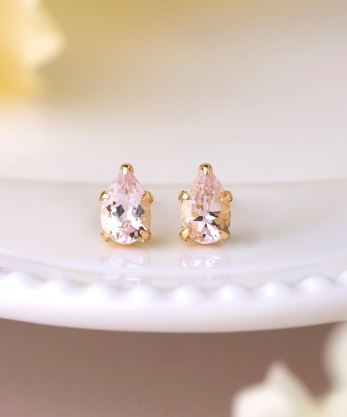 セカンドピアス] K18モルガナイト ドロップピアス（ピアス（両耳