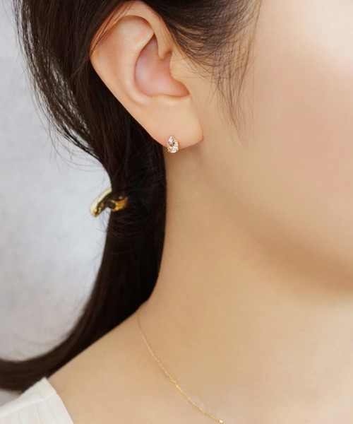 セカンドピアス] K18モルガナイト ドロップピアス（ピアス（両耳
